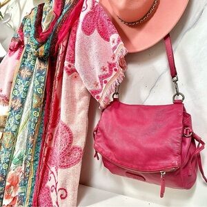 LIEBSKIND Berlin HOT PINK leather crossbody/clutch convertible bag